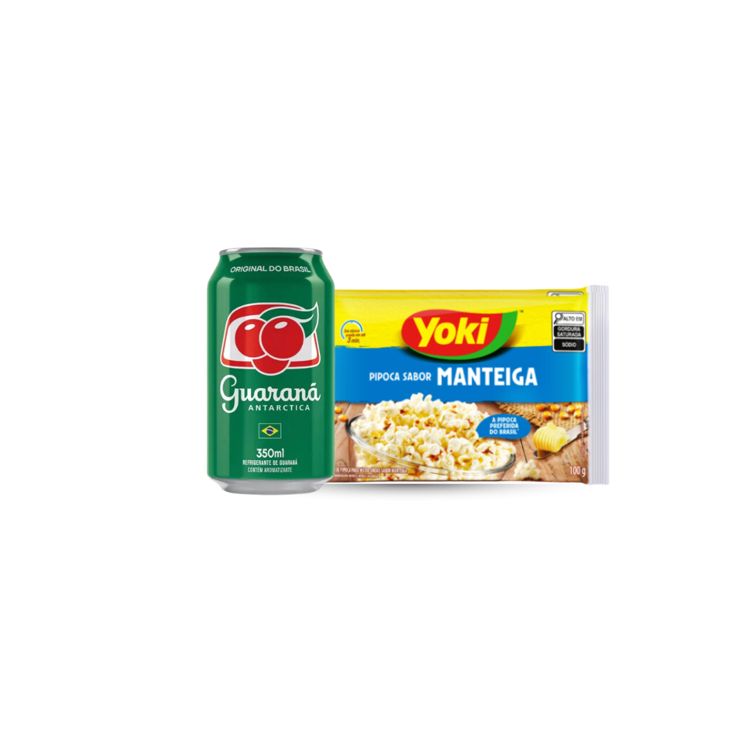 Super combo - Pipoca Micro-ondas Manteiga Yoki 100g + Refrigerante Guaraná Lata 350ml