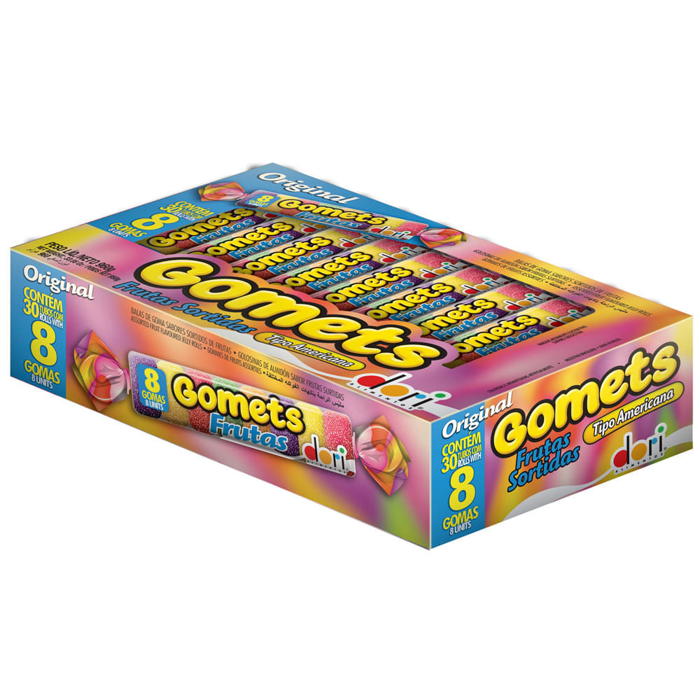 Caixa Gomets Frutas Sortidas 30 Tubos 960g